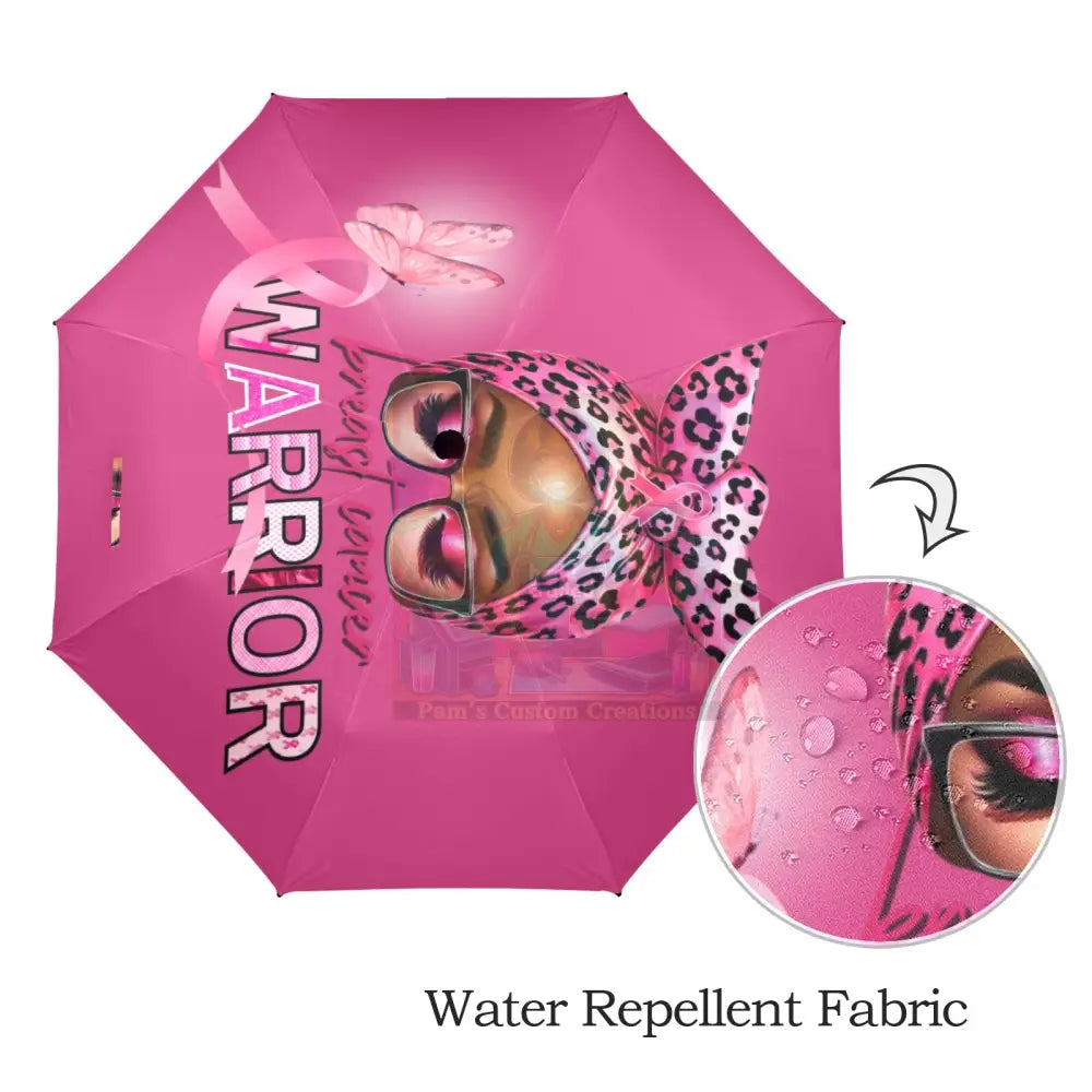 Breast Cancer Warrior Fushia Semi-Automatic Foldable Umbrella (U12)