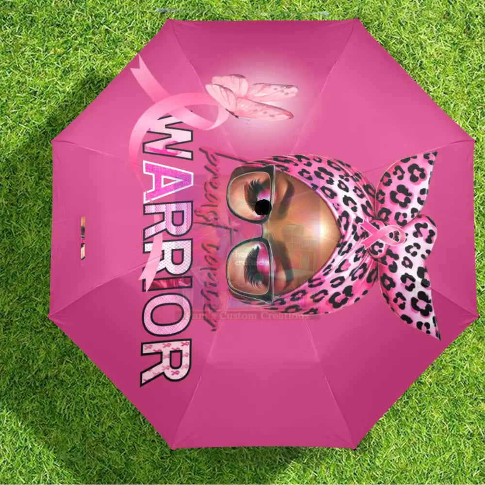 Breast Cancer Warrior Fushia Semi-Automatic Foldable Umbrella (U12)