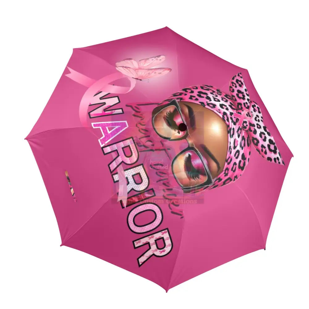 Breast Cancer Warrior Fushia Semi-Automatic Foldable Umbrella (U12)