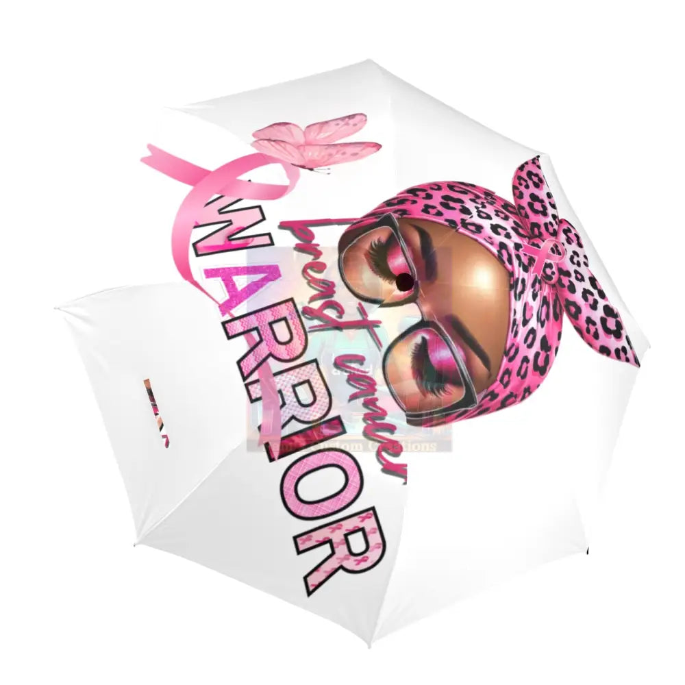 Breast Cancer Warrior White Semi-Automatic Foldable Umbrella (U12)